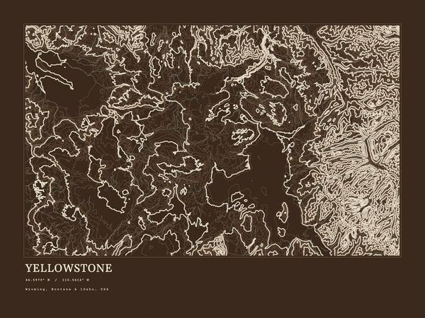 Yellowstone — Ink print in Atlas Dark (landscape)