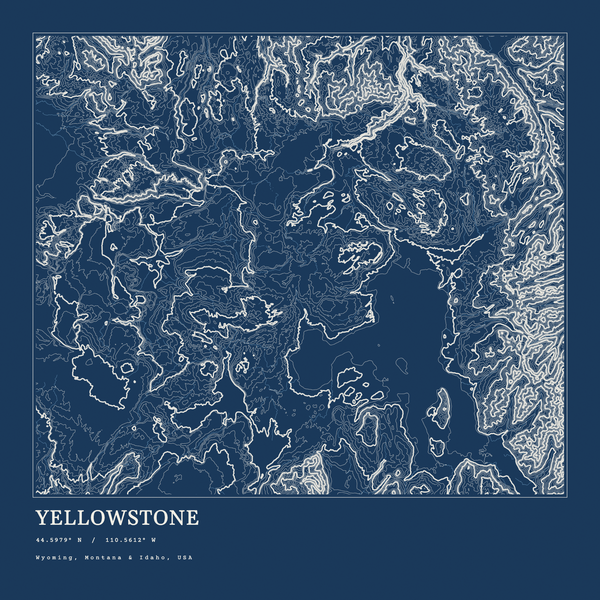 Yellowstone — Ink print in Blueprint Dark (square)