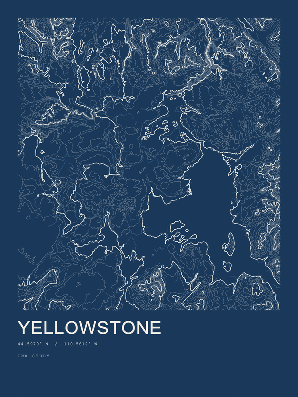 Yellowstone — Ink print in Blueprint Dark