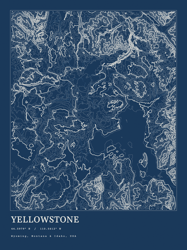 Yellowstone — Ink print in Blueprint Dark