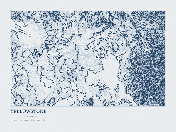 Yellowstone — Ink print in Blueprint Light (landscape)
