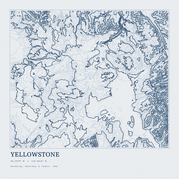 Yellowstone — Ink print in Blueprint Light (square)