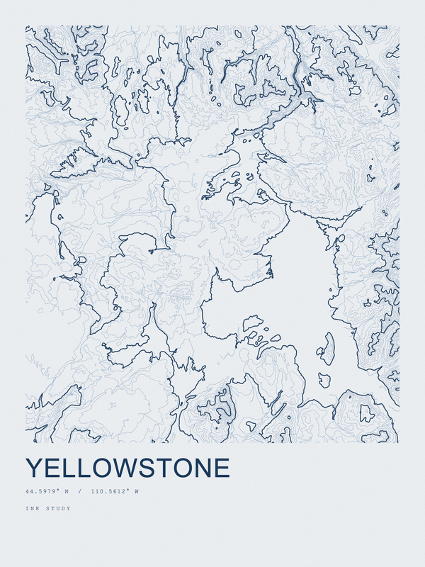 Yellowstone — Ink print in Blueprint Light
