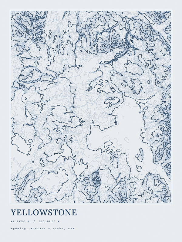 Yellowstone — Ink print in Blueprint Light