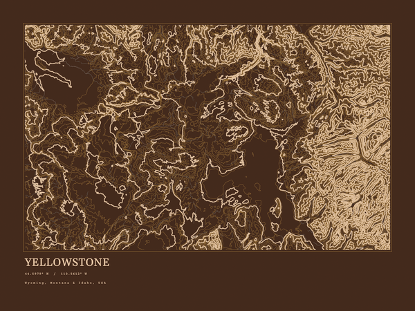 Yellowstone — Ink print in Desert Dark (landscape)