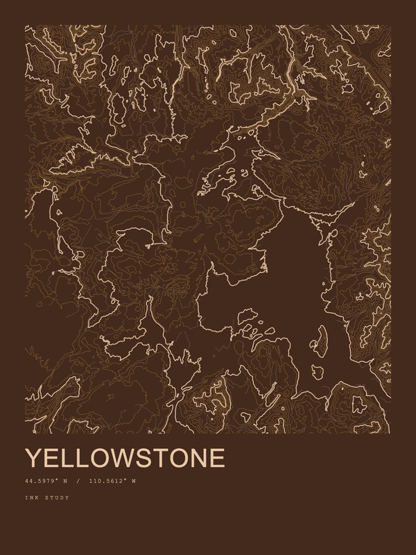 Yellowstone — Ink print in Desert Dark
