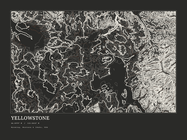 Yellowstone — Ink print in Ink Dark (landscape)
