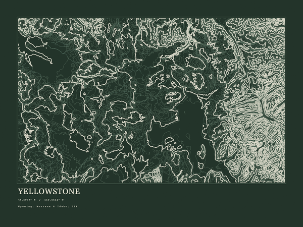 Yellowstone — Ink print in Ranger Dark (landscape)