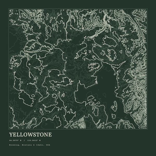 Yellowstone — Ink print in Ranger Dark (square)