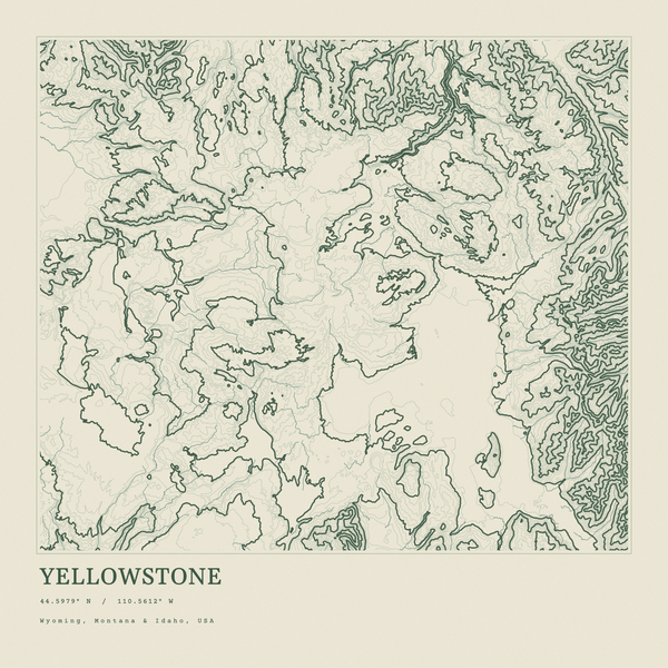 Yellowstone — Ink print in Ranger Light (square)