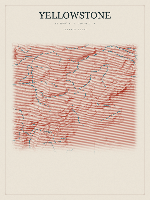 Yellowstone — Red Relief print in Ember & Ochre