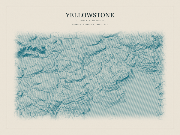 Yellowstone — Red Relief print in Fjord (landscape)