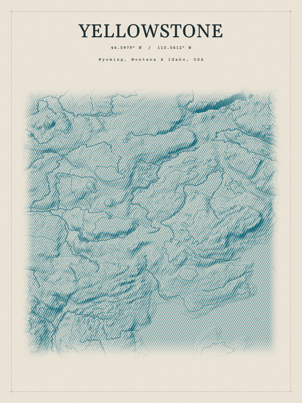 Yellowstone — Red Relief print in Fjord