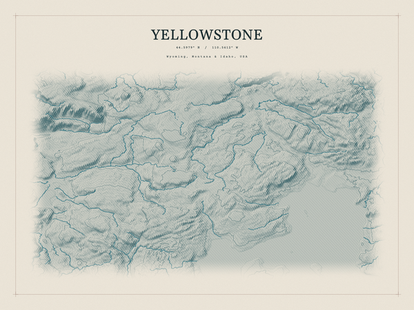 Yellowstone — Red Relief print in Graphite (landscape)