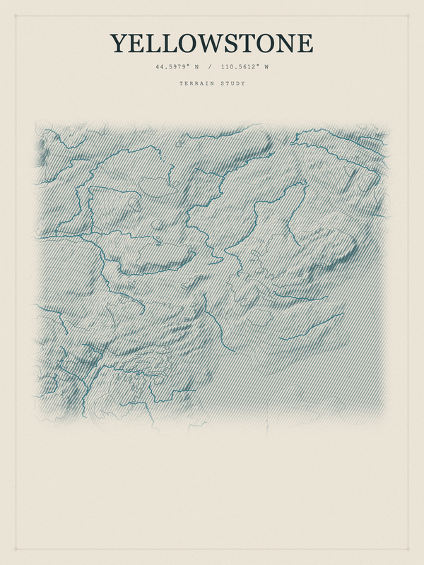 Yellowstone — Red Relief print in Graphite