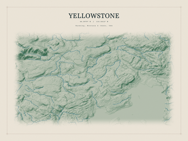 Yellowstone — Red Relief print in Forest Floor (landscape)