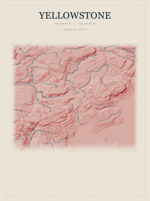 Yellowstone — Red Relief print in Red Earth