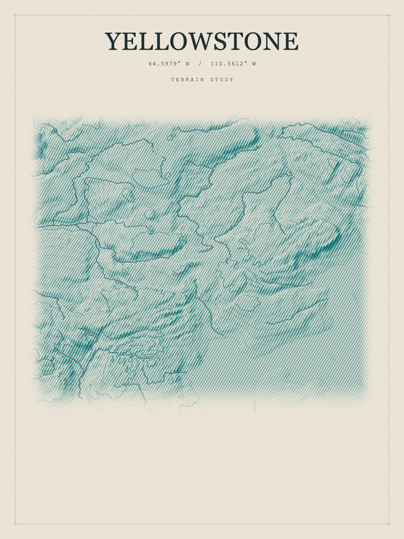Yellowstone — Red Relief print in Alpine Teal
