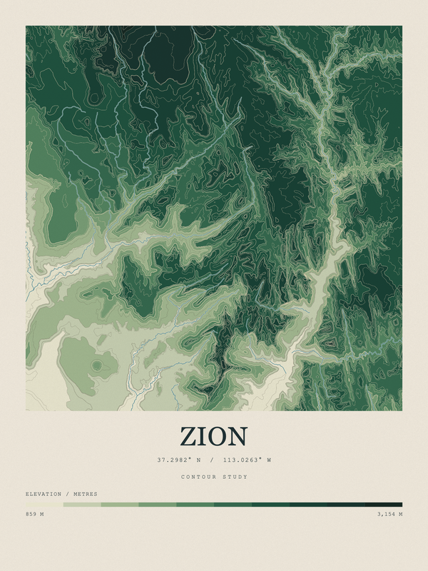 Zion — Contour Colour print in Forest Floor