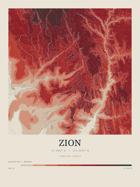 Zion — Contour Colour print in Red Earth