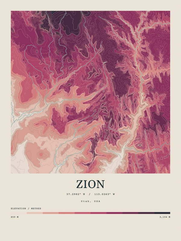 Zion — Contour Colour print in Rose & Stone