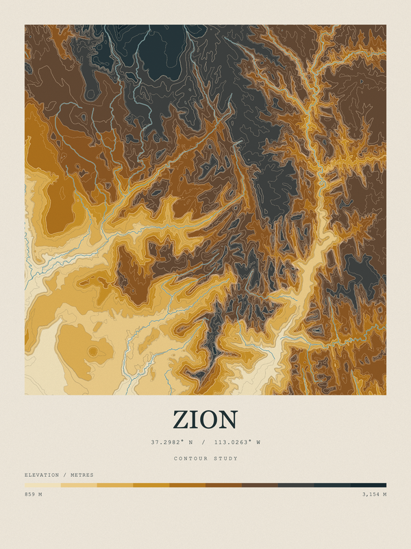 Zion — Contour Colour print in Saffron & Slate
