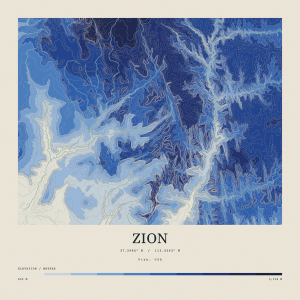 Zion — Contour Colour print in Ultramarine (square)