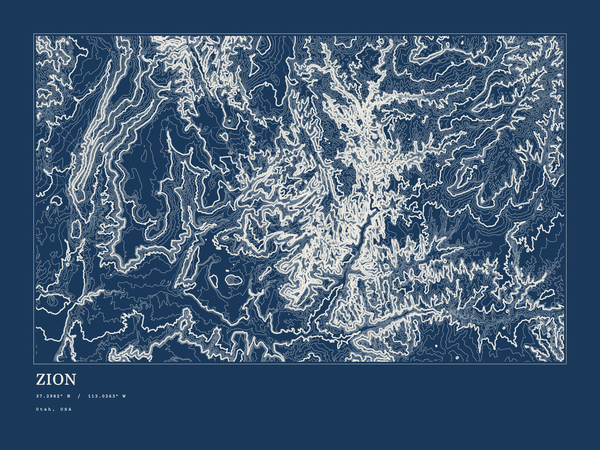 Zion — Ink print in Blueprint Dark (landscape)