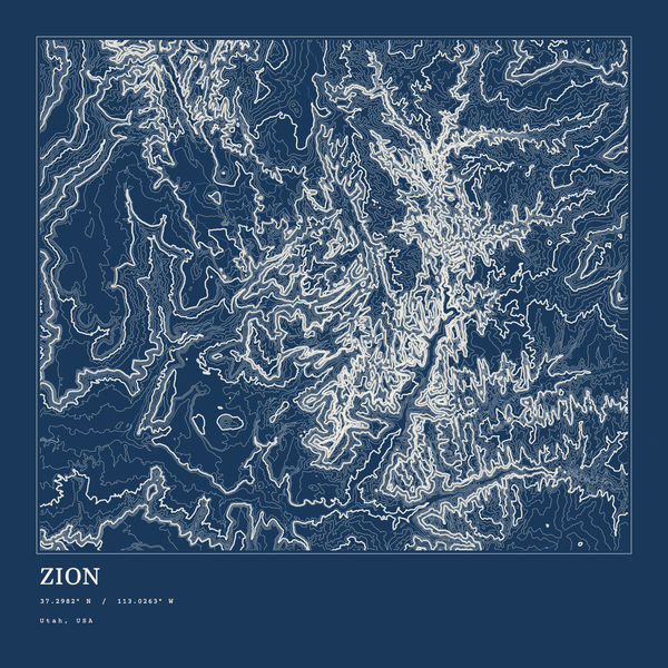 Zion — Ink print in Blueprint Dark (square)