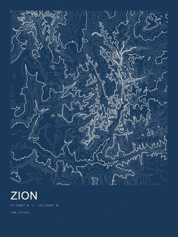 Zion — Ink print in Blueprint Dark