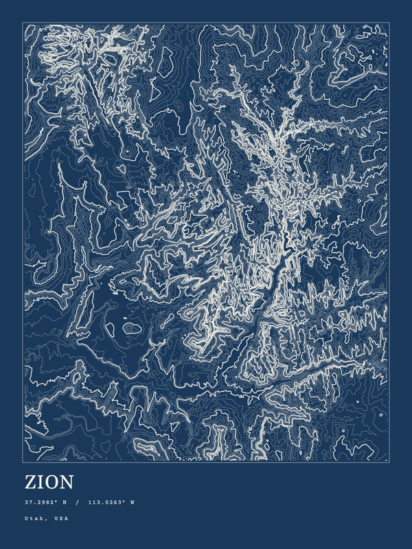 Zion — Ink print in Blueprint Dark