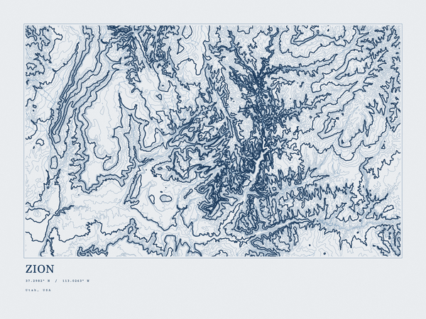 Zion — Ink print in Blueprint Light (landscape)