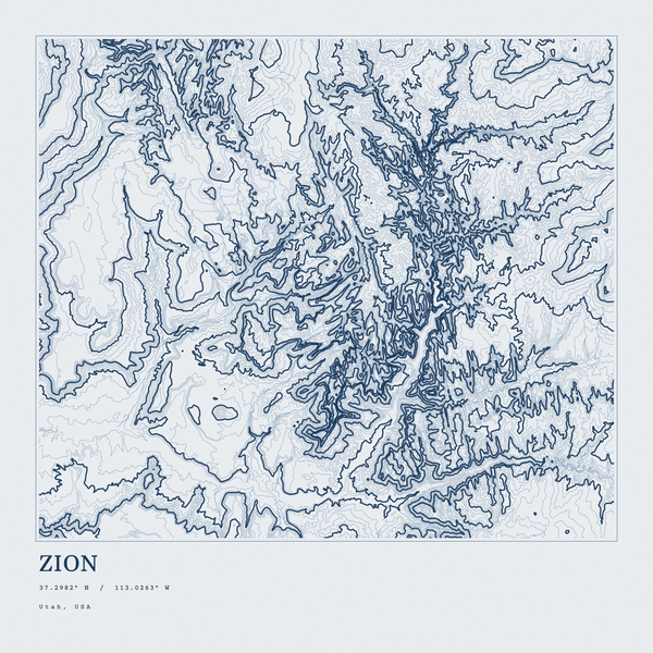 Zion — Ink print in Blueprint Light (square)