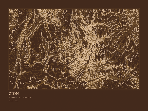 Zion — Ink print in Desert Dark (landscape)