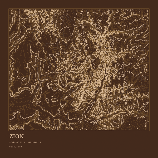 Zion — Ink print in Desert Dark (square)