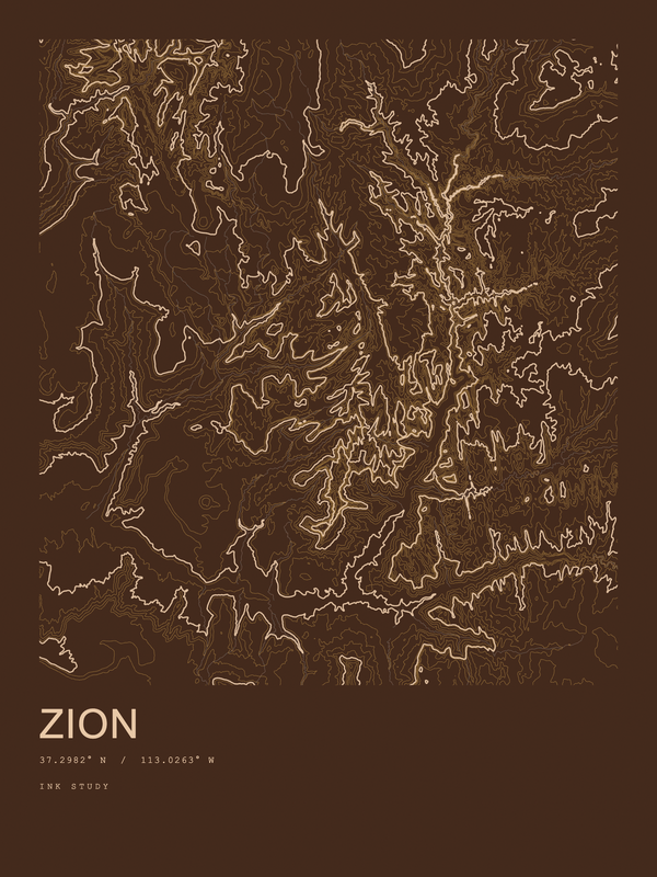 Zion — Ink print in Desert Dark