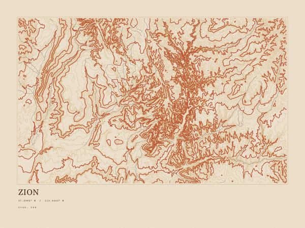 Zion — Ink print in Desert Light (landscape)