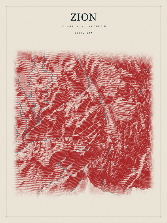 Zion — Red Relief print in Red Earth