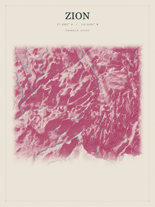 Zion — Red Relief print in Rose & Stone