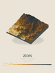 Zion — Terrain Relief print in Saffron & Slate
